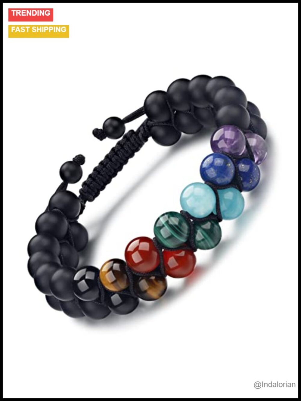 7 Chakra Healing Bracelet Natural Stone Beaded Men Braided Cord